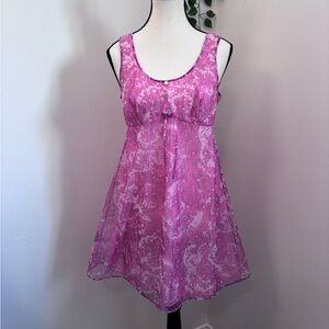 Vintage St Michael | Mini Dress | Small, Pink | Babydoll, Lingerie, Chiffon, 60s